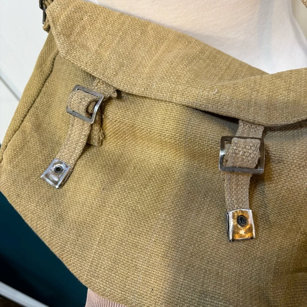 Vintage Military Style Khaki Canvas Messenger‎ Bag Field Satchel Crossbody India - Picture 4 of 7